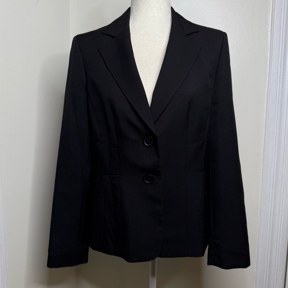 Evan Picone Essentials Black Blazer Suit Jacket Women’s Size 10 2 Button Front